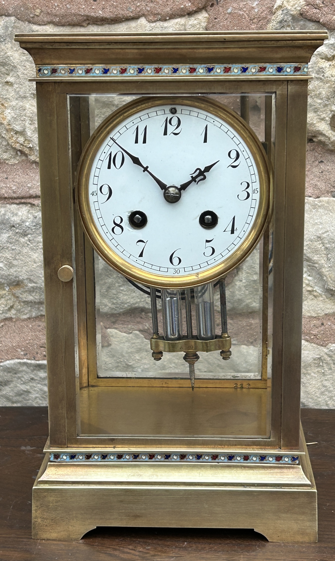 Fabulous French Four Glass Champleve Case Regulator Mantel Clock – Ca 1880 Regulator clock Antique Clocks 17